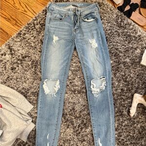 American Eagle Outfitters Light Blue Distressed Skinny Jeans